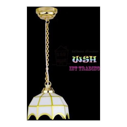 1:12 Dollhouse Miniature LED lamp 3.94" White Ceiling lamp chandeliers Dolls house decoration Child Gift