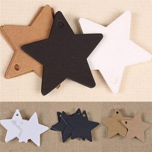 100Pcs Star Shape Kraft Paper Label Wedding Christmas Halloween Party Favor Gift Card Luggage Tags 3 Clours