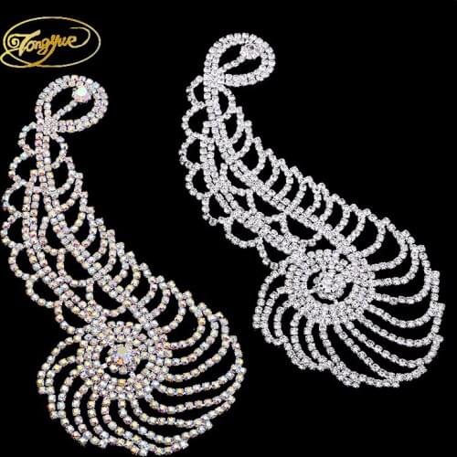 18.5*7.5cm Arc Shape Zircon Alloy DIY Sewing Applique Wedding Dress Decoration Rhinestone Crafts