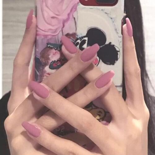 24pcs Artificial Nails With Glue Matte Purple Wear Long Paragraph Fashion Manicure Patch False Nails Wearable Nail Patch DL