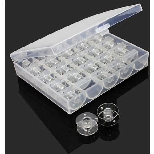 25Pc/set Sewing Machine Bobbins Spools Empty Bobbins Spools Sewing Machine Plastic Storage Box Home Sewing Accessories Tools