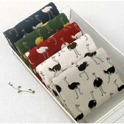 45cm*110cm/Piece,Cartoon Ostrich Cotton Hemp Printing Cloth,Clothing Bag Tablecloth,Curtain Puppet Fabric, DIY Handmade Material