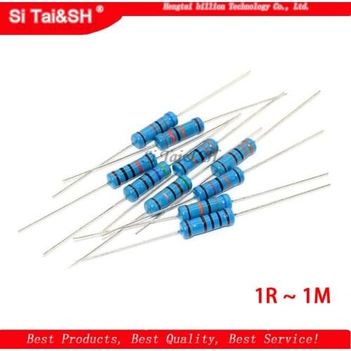 50pcs 1W Metal film resistor 1% 1R ~ 1M 2R 10R 22R 47R 100R 330R 1K 4.7K 10K 22K 47K 100K 330K 470K 1 2 10 22 47 100 330 ohm