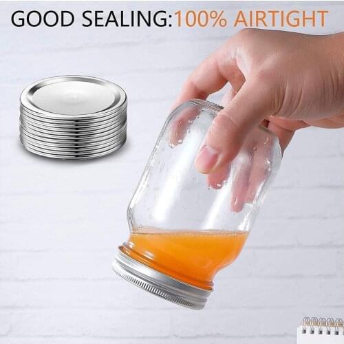 50Pcs Regular Mouth 70MM Mason Jar Canning Lids Reusable Leak Proof Split-Type Silver Lids With Silicone Seals Rings Vacuum Food
