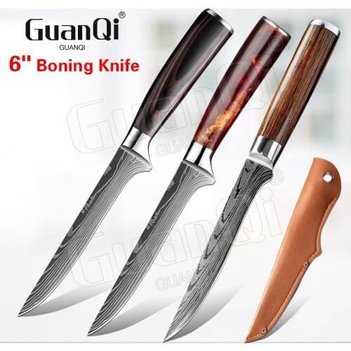 6 Inch Boning Knife Kitchen Knife Chef Knife Stainless Steel Knife Wooden Handle Filleting Meat Fish Kitchen Knives Cooking Tool