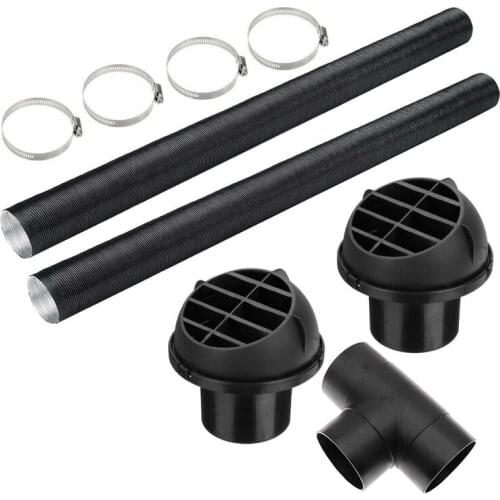 60mm Car Auto Heater Pipe Duct T Piece Warm Air Outlet Vent Hose Clips Set for Parking Heater Webasto Eberspacher
