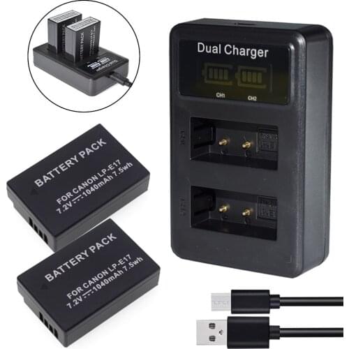 2X LP-E17 Battery for Canon EOS 200D/250D Rebel SL3 Kiss X10 &LCD DUAL Charger