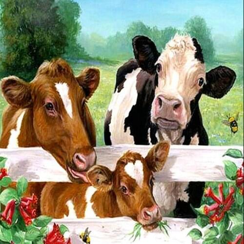 New Diamond painting cow full square 5d animal stickers diy mosaic canvas art diamond embroidery decoration
