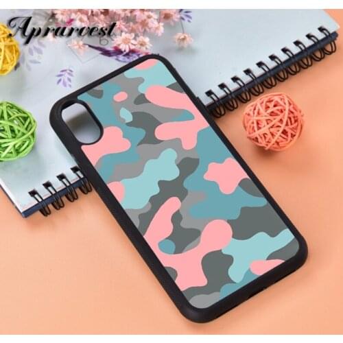 Aprarvest Pink & Teal Camo Silicone Rubber Phone Case Cover For iPhone 6 6S 7 8 PLUS X XS XR 11 12 MINI PRO MAX