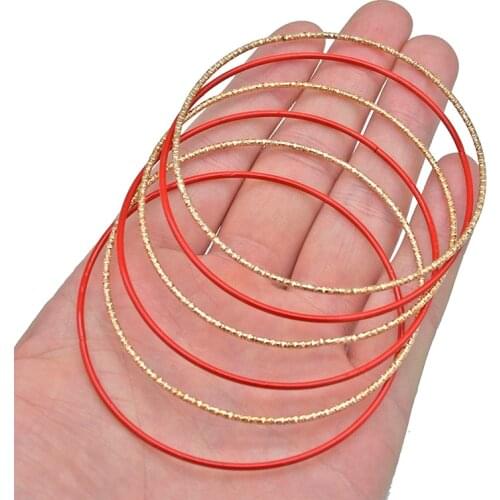 6Pcs/Set Iron Alloy Metal 6 Color Bangle Bracelet Women 2021 Fashion Trendy Stick Circle girls Bracelet Jewelry Findings Gifts