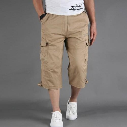Breeches Cropped Trousers Military Camouflage Shorts 5Xl Long Length Cargo Shorts Men Summer Casual Cotton Multi Pockets Hot