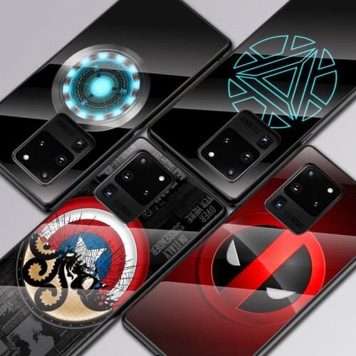 Marvel Superhero Logo For Samsung Galaxy S20 FE S10e S10 S9 S8 Ultra Plus Lite Plus 5G Tempered Glass Cover Phone Case
