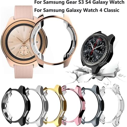 Electroplated Case for Samsung Gear S3 S4 Galaxy Watch 46mm 42mm Soft TPU All-Around Protective Bumper Frame Edges Around