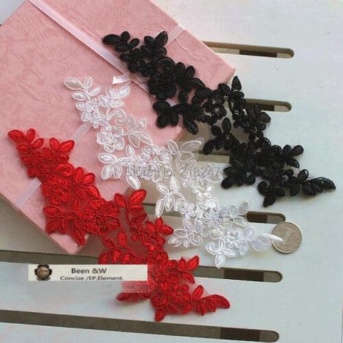 Black,Red,White Lace Patch Laciness Flower Fabric Headwear Accessories Material Embroidered Patch Venise Motif Applique