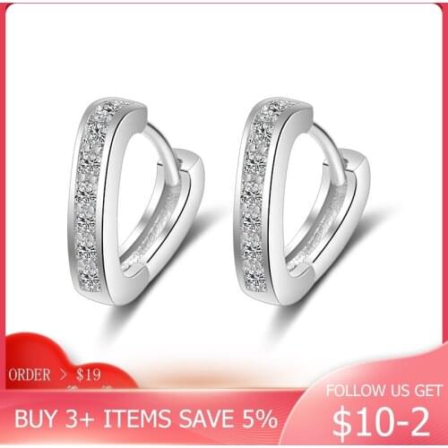 CodeMonkey 100% Real 925 Sterling Silver V-Shaped Heart Zircon Hoop Earrings Making Fashion Jewelry Hot Sale 2020 CME149