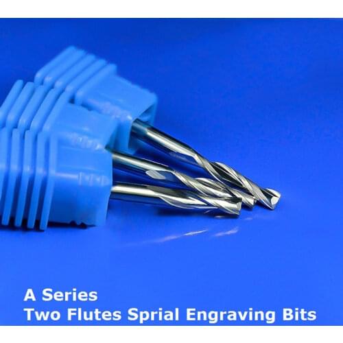 1pc 4 & 6mm SHK A series Double flutes CNC Router Knife Rolling milling cutter Cabide Spiral Tools for MDF, Plastic Solid, Wood