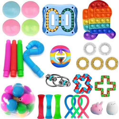 Sensory Toy Set for Kids Adults Anti-Anxiety Sensory Toys Pack Simple Bubble Toys for ADHD Autism