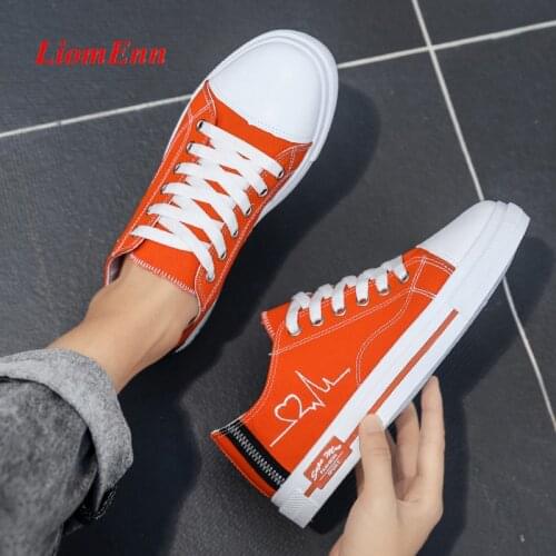 Fashion Canvas Shoes Woman Flats Casual Sneakers Women Shoes 2021 Spring Tennis Orange Light Sport Shoes Unisex Plus Size 35-44