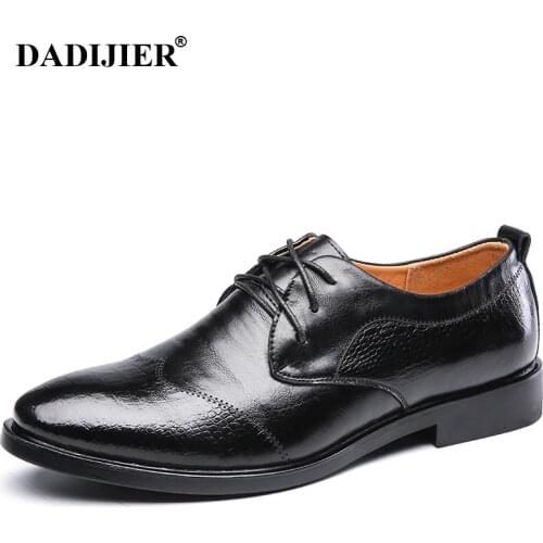 DADIJIER Men Shoes Leather Mens Dress Shoes Classic Formal Oxford Shoes For Mens Footwear Wedding Fashion Flats Breathable ST90