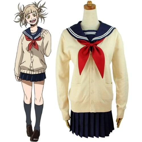 My Hero Academia Cosplay Costume Boku no Hero Academia Himiko Toga JK Uniform Women Sailor Suits with Sweaters