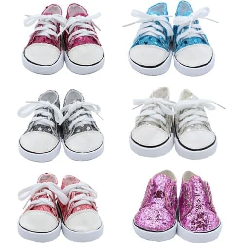 7cm Doll casual Sequins Shoes Fits 18inch American Doll for 43CM Gril Dolls Clothes Accessories Dolls GIfts