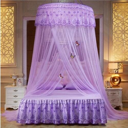 Summer princess ceiling Mosquito net Hanging Round Lace Canopy Bed Netting Comfy hung Dome Mosquito Net Crib Twin Full Queen Bed