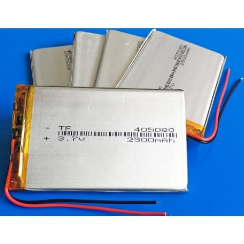 5 x 3.7V 2500mAh 405080 Polymer Lithium Lipo Rechargeable battery for GPS DVD PDA PAD power bank e-book camera tablet 4*50*80mm