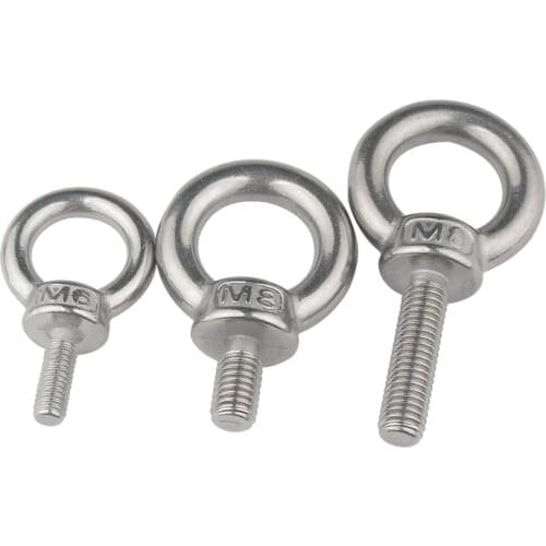 DIN580 M3 M4 M5 M6 M8 M10 Eye Bolt 304 Stainless Steel Marine Lifting Eye Screws Ring Loop Hole for Cable Rope Eyebolt