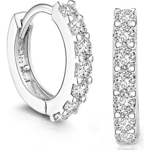 Fashion Simple Style Silver Color Sparkling Zircon Earrings Jewelry Metal Earrings Ear Pendant Cute Female Charm Exquisite Gift