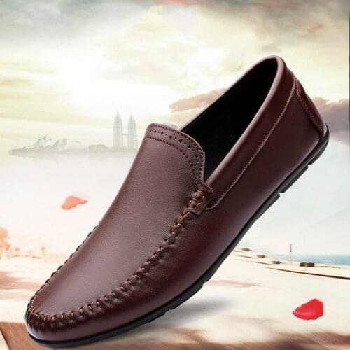 Men Loafers Genuine Leather Dress Shoes Slip on Handmade Mens Casual Shoes Brand Moccasins Leisure Loafers Men 2021 Size 37-46