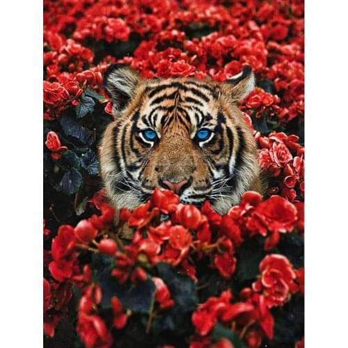 Flower Animals Printed Water-Soluble Canvas 11CT Cross-Stitch Embroidery Kit DMC Threads Sewing Craft Painting Gift