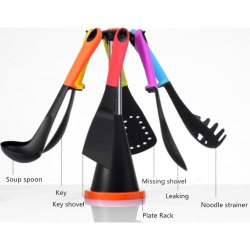 KITCHEN ESSENCIALTOOL SET WITH STAND NON-STICK COOKING UTENSIL 7PCS SET WITH CAROUSEL COLORFUL KITCHEN TOOLS PERFECT COOKING SET