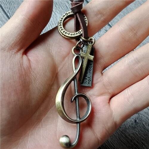 2018 new vintage long pendant necklace alloy music symbol pendant handmade sweater accessories men jewelry collier kolye erkek