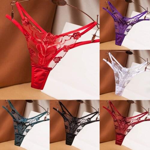 New Sexy erotic lingerie Lace Transparent Underwear Embroidery Low Waist Panties for Sex Ladies Nightwear G-string Accessories