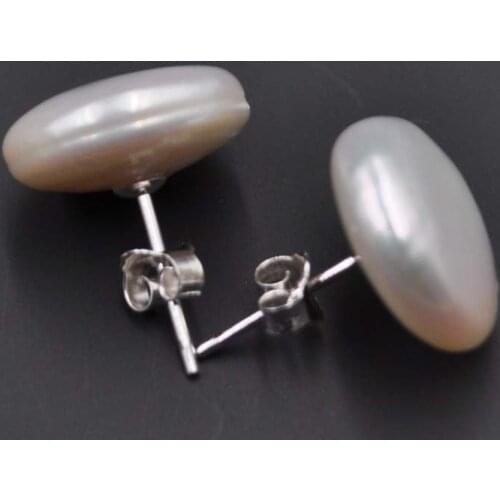 CHARMING GENUINE RARE 13-14MM PERFECT WHITE PEARL EARRING