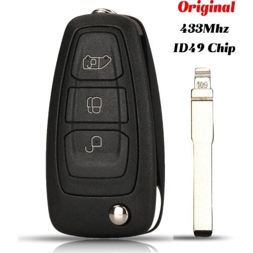 Jingyuqin Original 433Mhz ID49 Chip Remote Smart Car Key 3Buttons Fob For Ford Tourneo Custom Focus Kuga Escape Mondeo
