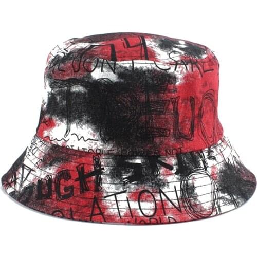 Summer Harajuku Bucket Hat Women English Letters Cotton Hip Hop Cap Men Tie Dye Panama Hat gorro de pescador