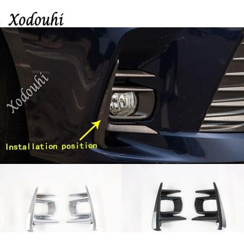 For Toyota Sienna 2018 2019 2020 2021 Cover Head Front Fog Eyebrow Light Lamp Detector Frame Sticker Styling Trim Parts 2pcs