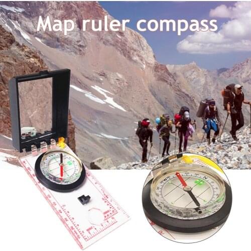 Portable Camping Orienteering Compass Navigation Map Reading Magnifying Compass Ruler Scale For Hiking Camping Travel