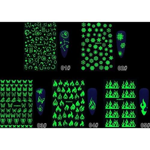 Handmade Nail Decals, beautiful nail Decals, Luminous Tip Manicure Decor Nail