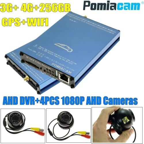 DHL Free GPS WIFI 3G 4G Car Bus Truck Vehicle CCTV surveillance systems 4CH Mobile AHD DVR with 4PCS HD 1080P Cameras SDVR104