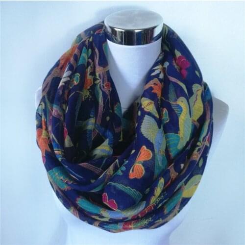 New fashion ring women scarf bird Print Scarfs For Women Autumn Shawl and Scarves flower ladies infinity scarf