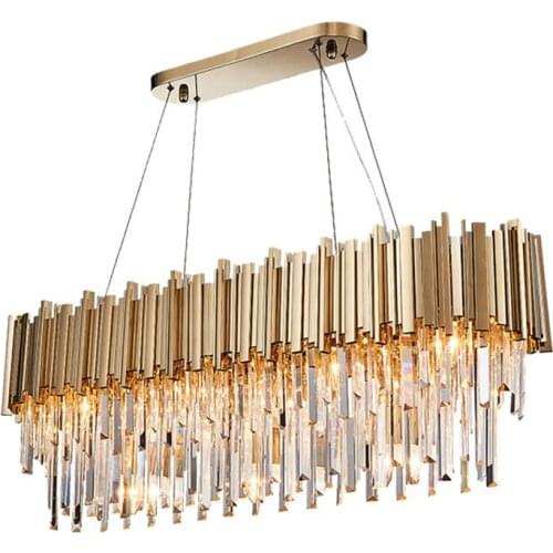 Modern Gold Crystal Metal Chandelier Light Fixture Pendant Hanging lamp for Parlor Dining Room Restaurant Decoration