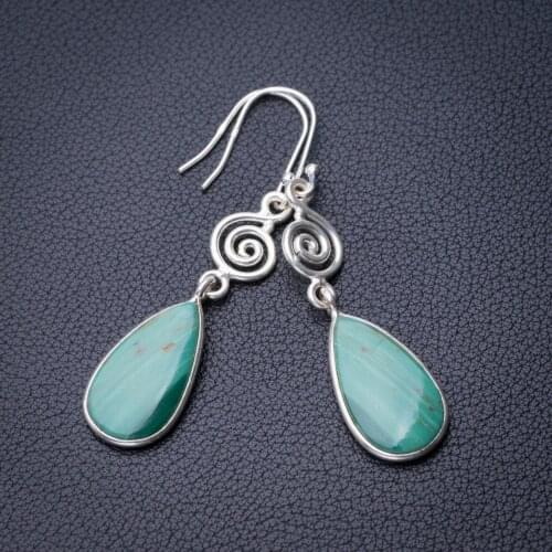 StarGems Natural Malachite Handmade 925 Sterling Silver Earrings 2.25" D6734