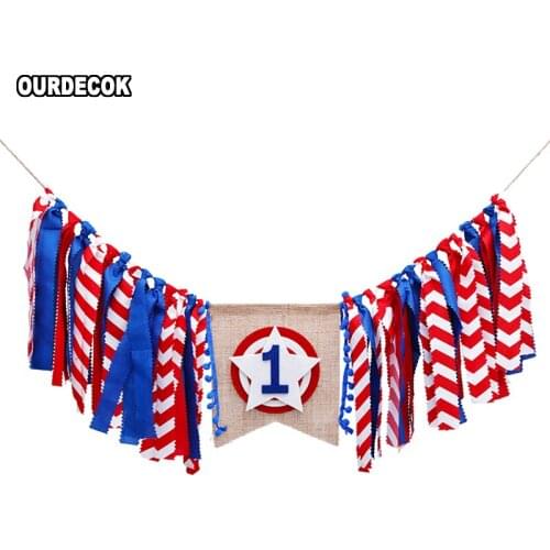 Baby First Birthday Chair Banner Captain Theme 1st Birthday Party Decoration Bunting Supplies