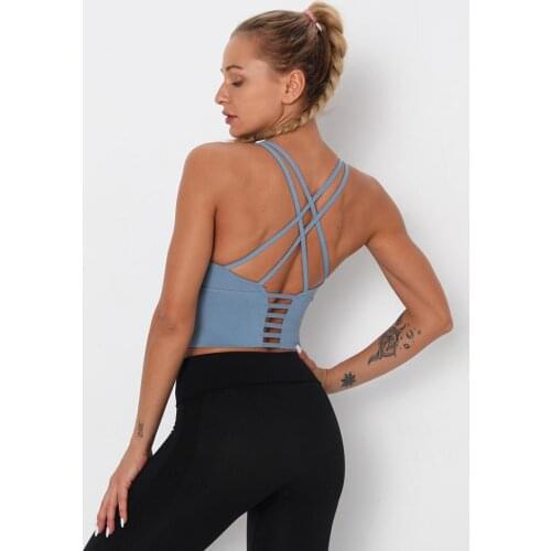 New Thin Shoulder Strap Sports Top Vest Beauty Back Sports Bra Top Shock-Proof Gathering Sport Yoga Underwear Fitness Bra