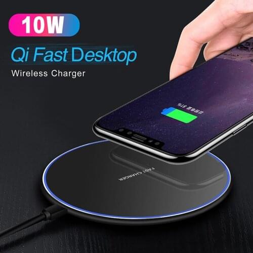 Smart 10w Qi Mobile Phone Charger Fast Charging Power Adapter for IPhone 11 Pro Max XS XR X Samsung S9 S10 S20 Plus Dock station