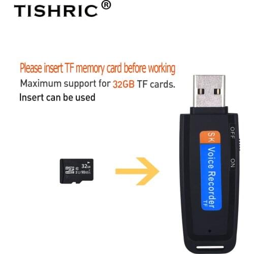 High Quality TISHRIC TF Card/Micro SD USB Digital Audio Voice Recorder Mini Dictaphone Pen registratore Audio Professionale