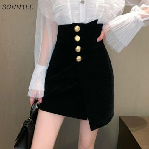 Women Skirts Large Size 3XL Solid Button Side-slit Irregular Designer Sexy Party Streetwear Fashion Korean Style Female Hot Sale
