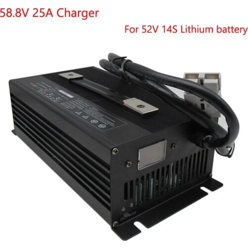 1500W 51.8V 52V 25A lithium charger Output 58.8V 25A 110/220V With LCD Use for 14S 52V golf cart battery pack